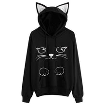 Load image into Gallery viewer, Ladies Winter Pullover with a Cat Print.