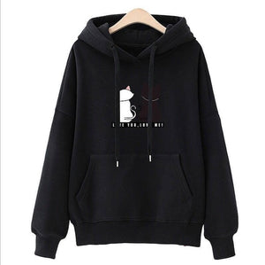 Ladies  Winter Pullover with a Cat Print.
